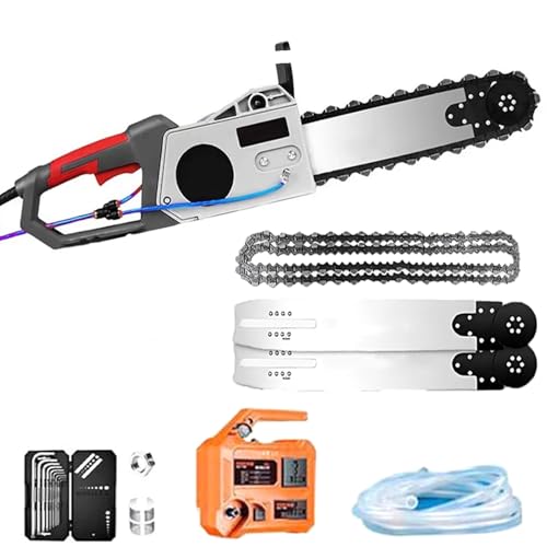 Electric Concrete Chain Saw 3800W Electric Diamond Chain Wall Cutter 6000 RPM Electric Concrete Cutting Saw Concrete Cutter Saw Electric Chainsaw Wall Cutter for Cutting Concrete Marble,35cm