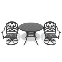 Hassyee All-Weather Bistro Set with Round Table for Balcony, Patio Furniture Set with Two Swivel Chairs and Water Resistant Cushions for Dining Room, Lawn, Poolside, Garden (Black 6)