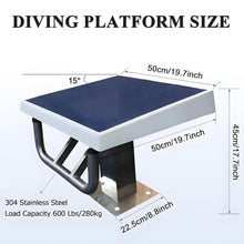 Diving Board Professional,Heavy Duty Diving Board,Stainless Pool Jumping Platform,Load Capacity 600Lbs/280kg with Blue Anti-Slip Countertop,Inclined at 15° Diving Boards for Inground Pools