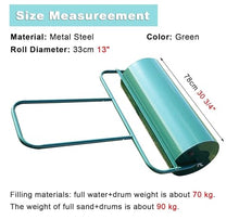 Oracra Lawn Roller Manual Garden Rollers for Lawns, Large Turf Leveller with Scraper Bar, Home Metal Push Rolling Tool for Planting/Seeding - Green U-Handle