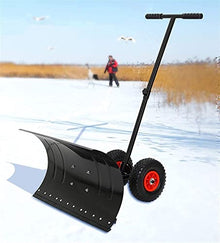 Snow Shovel Snow Removal Shovel with Wheels |Rolling Snow Pusher Used for Road Garden Snow Removal|Adjustable Height Handle Snow Pusher