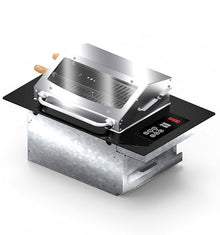SARO CHED22 Built-In Electric Grill, 220V, Black and Stainless Steel, Digital Control Panel, Smokeless Design, 41x67.5cm Niche Size, with Glass Visor and Dual High-Power Heating