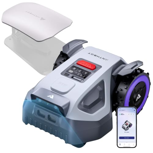 ANTHBOT M5 Robot Lawn Mower 1/8 Acre with Garage, Dual Vision+Full-Band NRTK Robotic Lawnmower, No Perimeter Wire, App Control Obstacle Avoidance, 45% Slope, Cutting Height, Multi-Zone Mapping
