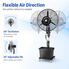 Misting Fan with 12 Gal Water Tank and 4 Ice Packs, Adjustable Height