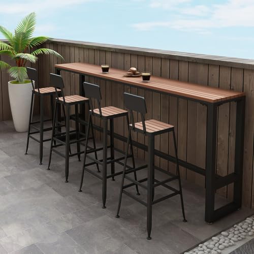 Outdoor Bar Table, Narrow Pub Height Table for Patio, Balcony Bar Tables