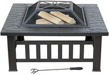 Fire Pits Outdoor Wood Burning 32in Outdoor Fire Pit Metal Square Firepit Wood Burning Backyard Patio Garden Beaches Camping Picnic Bonfire Stove with Cover BBQ Cooking for Outside Camping Backyar