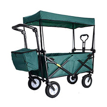 Storage Trolleys Folding Garden Trolley Cart with Canopy Heavy Duty Wagon Children's Luggage Cart Portable Shopping Cart for Outdoor Camping Push-Pull Cart, Load: 80Kg,Tibetan Cyan