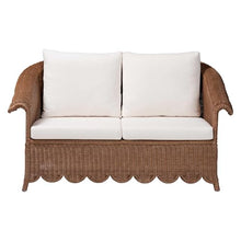 bali & pari Detta Natural Rattan Loveseat with Cushion - Handwoven Wicker Settee