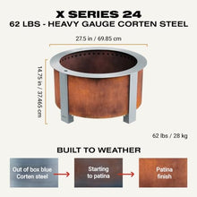Breeo Smokeless Fire Pit Grilling Bundle - X Series 24 Corten, 27.5 in