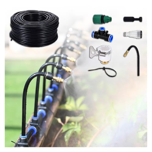 Garden Drip Irrigation System Kit, Versatile Watering Equipment for Raised Beds/Lawn/Patio/Yard, 360° Adjustable Fog Spray System