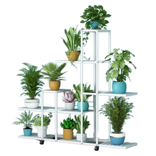 JOTDPFRYK Large Multiple Flower Pot Holder Rack Floor Standing Plant Stand 5 Tier Multiple Metal Planter Shelves Indoor Outdoor Rustproof Storage Display Rack Sturdy Plant Shelf for Garden Balcony