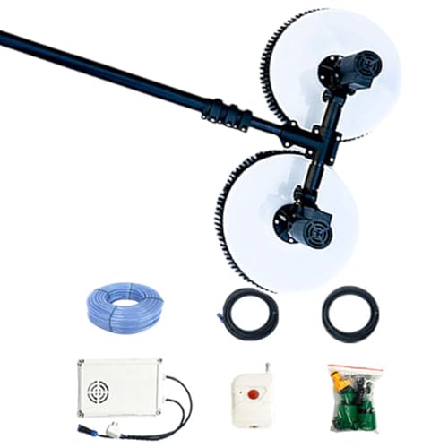 vnmudzeo PV Solar Panel Washing Brush,60 cm Double Rotating Brush Head,11.4 ft 18 ft 24.6 ft Pool Cleaning Machine,Aluminum Alloy Telescopic Rod,Wired-3.5m/11.4ft