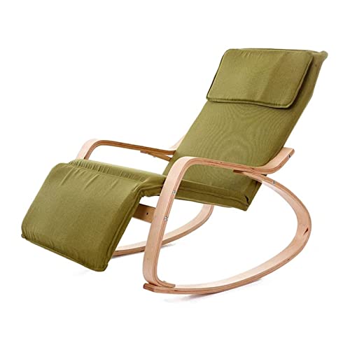 Rocking Chair Comfortable Relax Rocking Chair Lounge Chair with Cotton Fabric Foldable Rocking Chair (Color : Green) (Green)