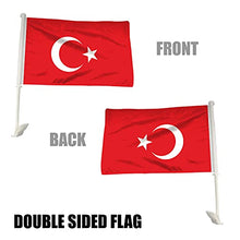 Turkey Car Flag Window Clip Flag 18” X 12” Including Poles for Patriotic, Sports Events, Parades (Premium - Double Side Printing, Pack of 100)