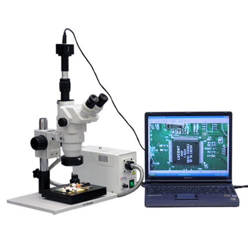 AmScope Digital Trinocular Stereo Zoom Microscope 3.35X-180X White