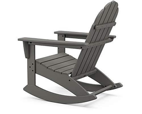 Polywood Vineyard 3-Piece Adirondack Rocking Chair Set with Side Table Black