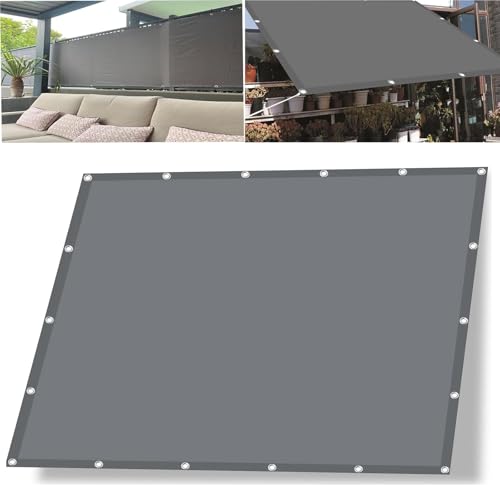 7x25 FT Rectangle Shade Sail Straight Edge Shade Fabric Waterproof with Grommet UV Blockage Sun Canopy for Outdoor Patio Pergola Backyard Garden Dark Gray