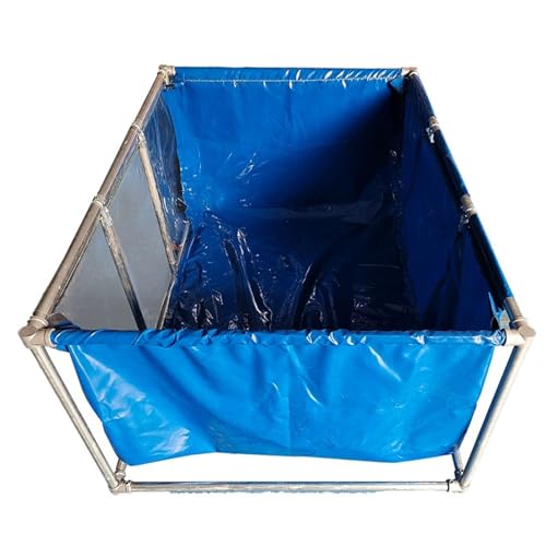 PVC Canvas Fish Pool Pond for Koi Fish Turtles Swimming, Aquarium Transparent Viewing Window Pool Pond with Drain Valve and Frame, Large Aquaculture Pool Temporary Holding Water Storage Tank