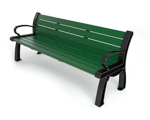 Frog Furnishings Outdoor Bench | Resinwood slates and Powder Coated, Heavy Duty cast Aluminum Frames | Patio Seating Bench for Front Porch, Backyard and Park- Green Slat (6 Feet)