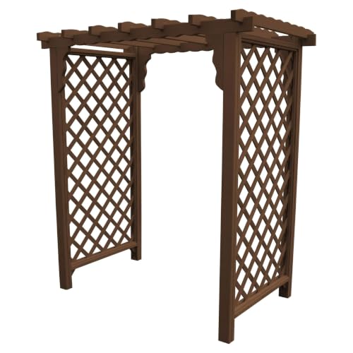 Keystone Amish Co. Manchester Pressure Treated Pine Garden Arbor, Heavy Duty Outdoor Wooden Archway Trellis, Amish Crafted, Made in USA, 5-Foot, Walnut Stain