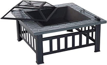 Fire Pit BBQ Grill, Outdoor Square Metal Firepit, Garden Fire Pits,Fireplace Garden Stove BBQ Fire Pit Charcoal Rack with Mesh Cover,Outdoor Fire Pits