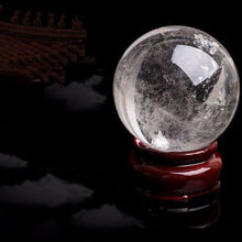 FOTCFATEV Round Rock Quartz Crystal Ball Gemstone Figurine with Stone Stand, Polished Divination Sphere for Yoga Feng Shui Home Decor,62~65mm