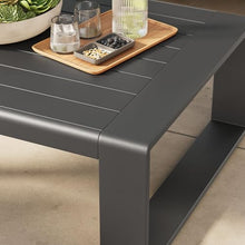 Modway Lirienne Aluminum Outdoor Coffee Table in Gray - 47 Inch Weather-Resistant Modern Rectangle Patio Table with Slatted Top