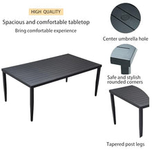 WAQINBR 7-Piece Outdoor Patio Aluminum Furniture Set, 70” Rectangle Dining Table with Umbrella Hole and 2 Swivel Rockers Chairs & 4 Dining Chairs, Modern Dining Set for Backyard, Garden