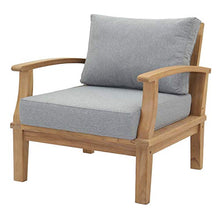 Modern Contemporary Outdoor Patio Lounge Coffee Table and Chair Set, Wood, Grey Gray Natural