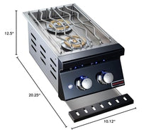 Whistler Built-in Double Side Burner for Outdoor BBQ Island,Stainless steel Black