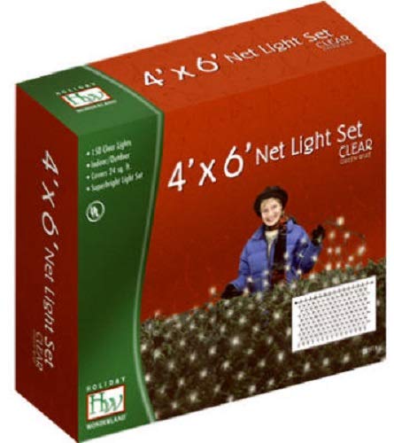 Holiday Wonderland 4' Foot x 6' Foot 150 Count Clear Christmas Net/Shrub Light Set - Pack of (16)
