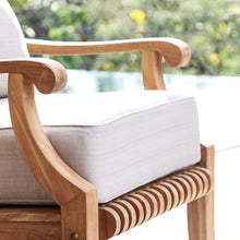 Cambridge Casual Costa Outdoor Club Chair, Teak Wood Patio Club Chair with Beige Cushion, Deep Seating Outdoor Lounge Chair with Backrest Pillow & Removable Cover for Balcony, Patio, Sunroom