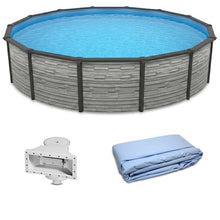 Blue Wave Montilla 18-ft Round 52-in Deep Hard Sided Steel Wall Above Ground Pool with 6-in Top Seats, 5-in Verticals, Skimmer & Vinyl Liner - 7,200 Gallon Capacity for Family Swimming & Recreation