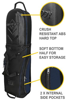 CaddyDaddy Enforcer Golf Travel Bag Soft-Sided Cover with Hard Top Protection Black/Blue
