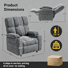 Pipishell Power Recliner Chair for Adults, One-Touch Synchronized Reclining, Oeko-TEX Chenille Fabric Electric Recliner with Remote USB Ports, Cup Holder & Side Pockets, for Living Room & Bedroom