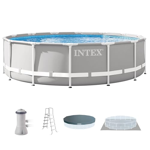 Intex Prism Frame 14ft x 42in Round Above Ground Swimming Pool Set w/Pump