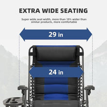 Foristrail Zero Gravity Chair Set of 4 Oversized Folding Recliner, Padded Anti Gravity Lounge Chair with Adjustable Pillow & Cup Holder for Outdoor Camping, Patio, Poolside, Lawn (Black & Blue)