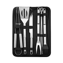 Stainless Steel BBQ Tools Set Spatula Fork Tongs Knife Brush Skewers Barbecue Grilling Utensil Camping Outdoor Cooking Tool Set (Size : 7 pcs) (9 pcs)