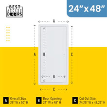 Best 24" x 48" Drywall Access Panel for Wall & Ceiling - Universal Flush Steel Access Door with Exposed Flange, 16-Gauge Steel, White Powder Coat, LEED Ready for Plumbing, HVAC & Electrical, BA-UAP