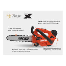 Echo eFORCE 12 in. 56V X Series Cordless Battery Top Handle Chainsaw with 2.5Ah Battery and Rapid Charger DCS-2500T-12R1