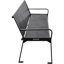 Global Industrial 8 ft. Outdoor Park Bench with Back, Vertical Steel Slat, Black