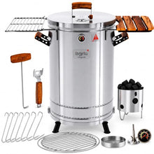 3-in-1 Stainless Steel Smoker Barrel Grill Premium – Portable Charcoal BBQ with Thermometer, 40 lbs Outdoor Cooking Smoker for Camping, Backyard & Home BBQ INGRILL