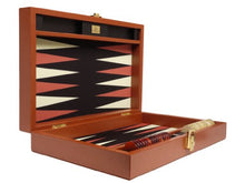Zaza & Sacci Backgammon Board Game Set 16" Leather/Microfiber Case Brown