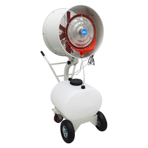 Banfluxion Industrial Spray Electric Fan High Velocity Misting Fan Humidification and Watering Cooling System with 60L Water Tank, 110V, Air Flow：670m³/min