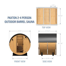 Backyard Discovery Paxton 2-4 Person Traditional Cedar Outdoor Barrel Sauna with Electric Sauna Heater, Glass Door, Sauna Rocks, Dry Heat, Steam Sauna, LED Lights, Wi-Fi Panel, Sauna Accessories