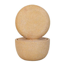 Kaimei Cement Tabletop Fountain with Light and Pump, 2-Tiered Indoor/Outdoor Decor Beige+Yellow