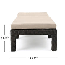 Great Deal Furniture Outdoor Dark Brown Wicker Chaise Lounge Set with Beige Cushions (Set of 2)