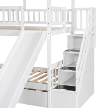 Polibi Twin-Over-Twin Bunk Bed with Storage, Trundle & Slide White