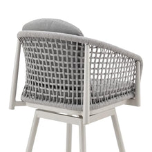 HomeRoots 40" Light Gray Metal Swivel Outdoor Counter Height Bar Chair with Footrest Grey
