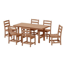 WestinTrends Ashore 7-Piece HDPE Outdoor Rectangular Patio Dining Table Set with Side Chairs, Teak